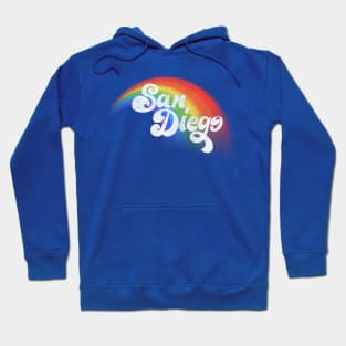 San Diego // Faded Retro Rainbow Typography Design Hoodie